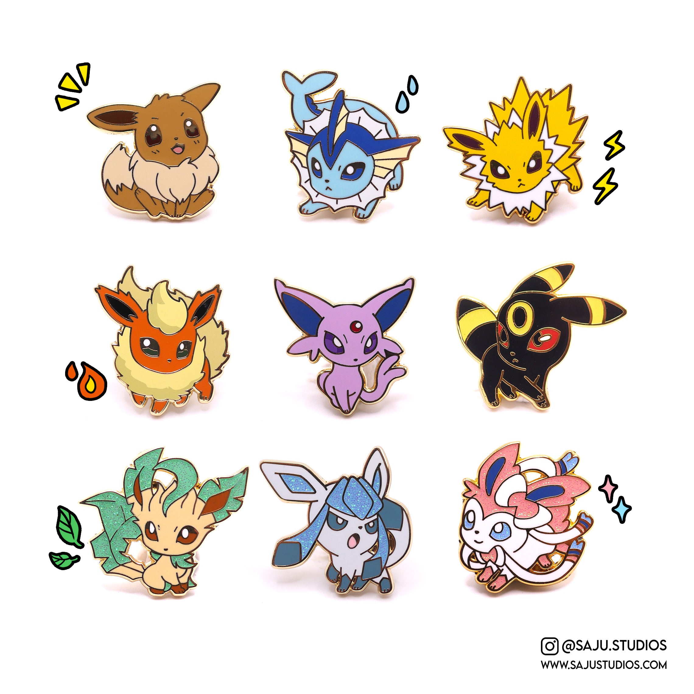 Pokemon Eevee Evolutions Bento Box Gold Enamel Pin Jolteon 