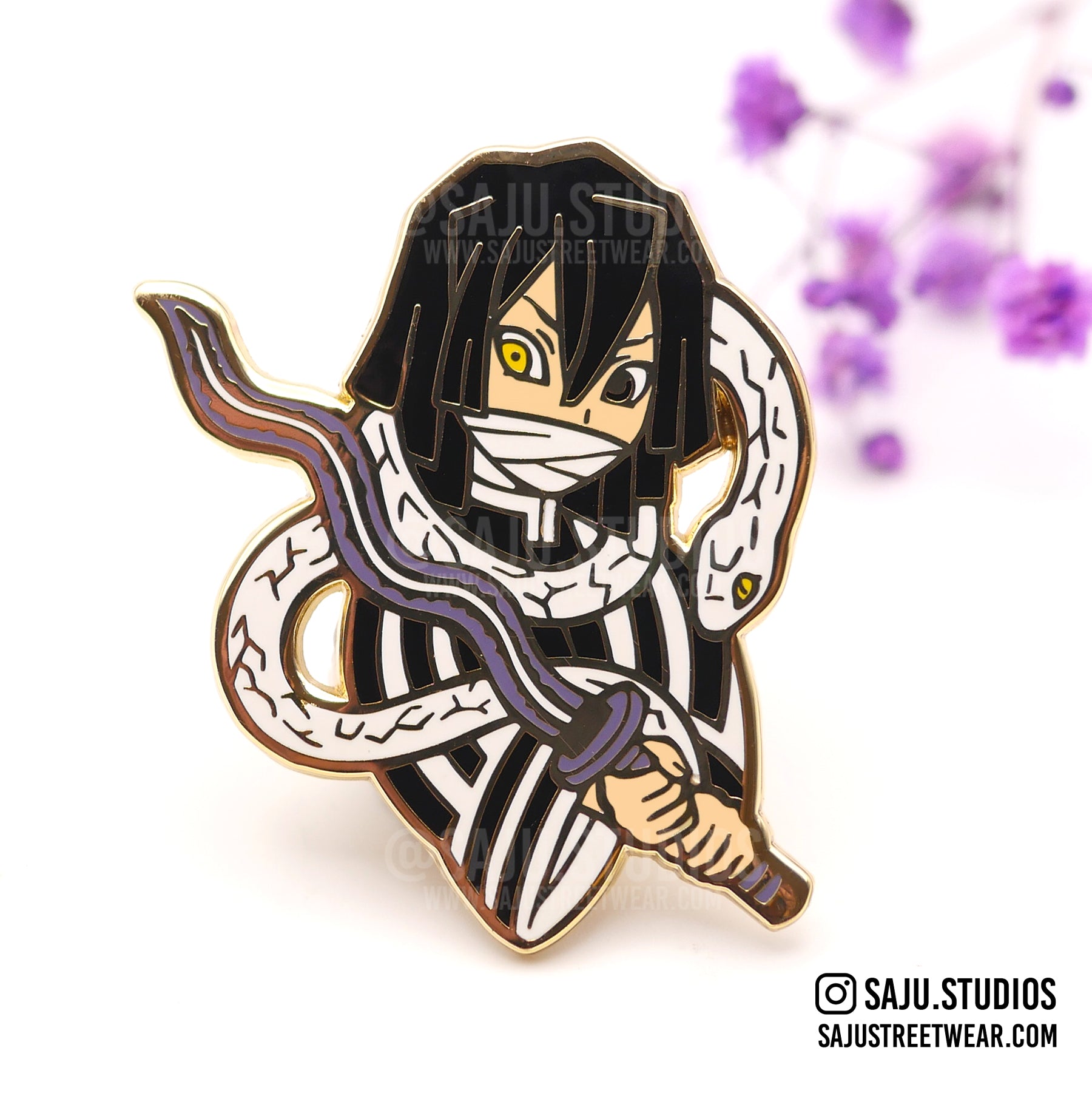 Demon slayer obanai iguro panel outlets enamel pin