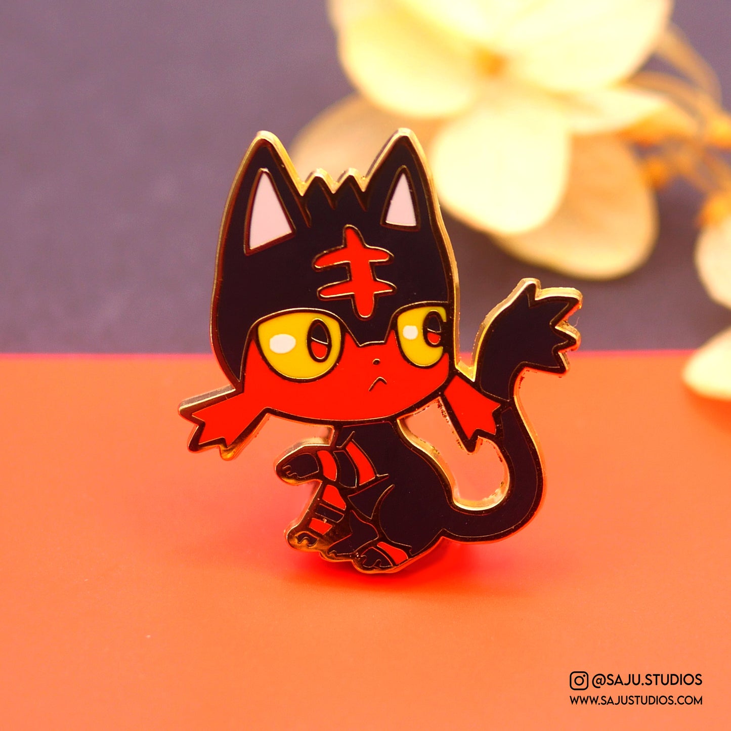 Fire Cat Enamel Pin