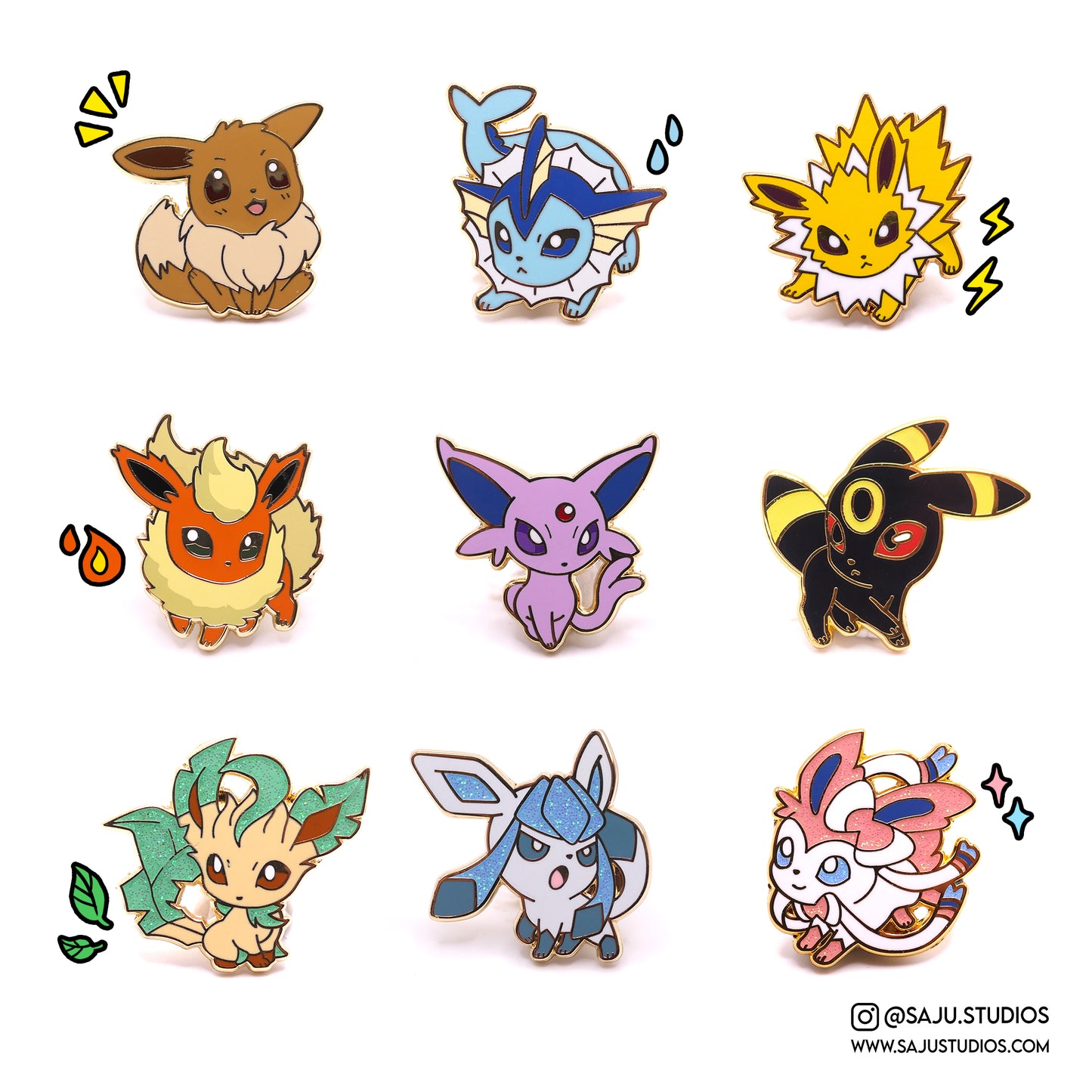 Eeveelution Enamel Pins