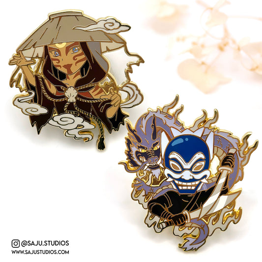 Painted Lady and Blue Spirit Enamel Pins