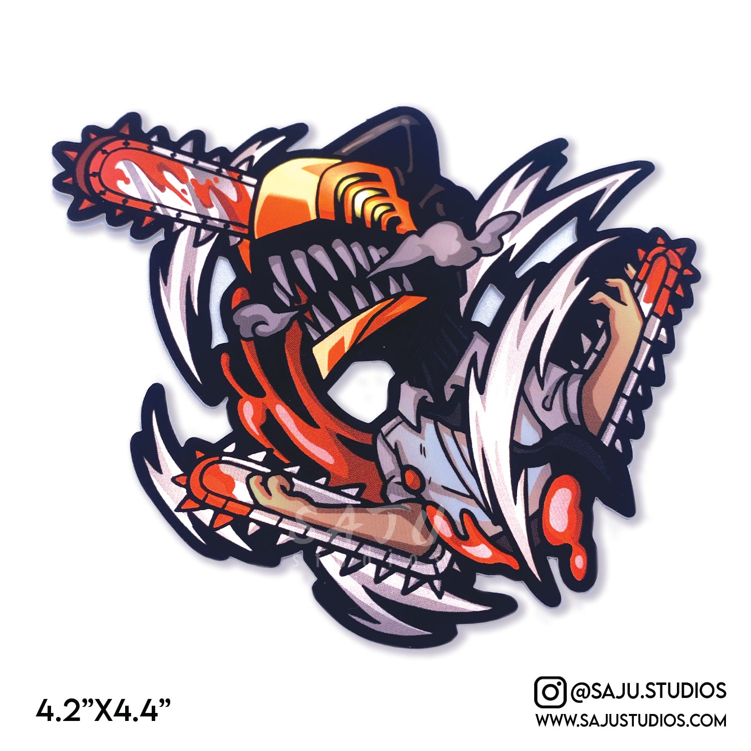 Chainsaw Man Anti-Glare Metallic Stickers – SAJU Studios